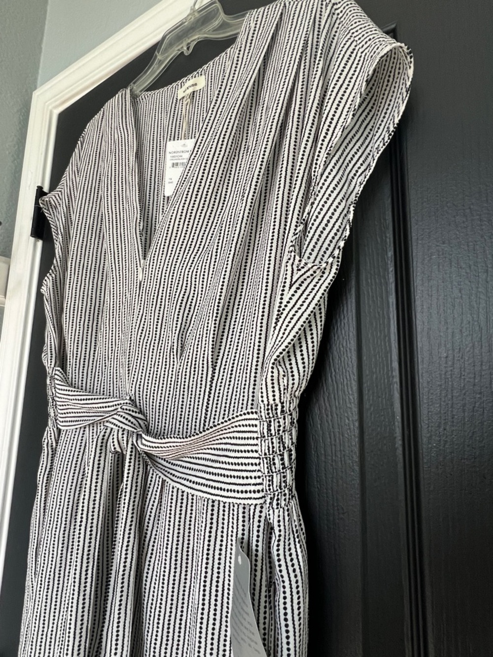 Max Studio Striped Cropped Jumpsuit Size 1X NWT Tie Waist Wide Leg